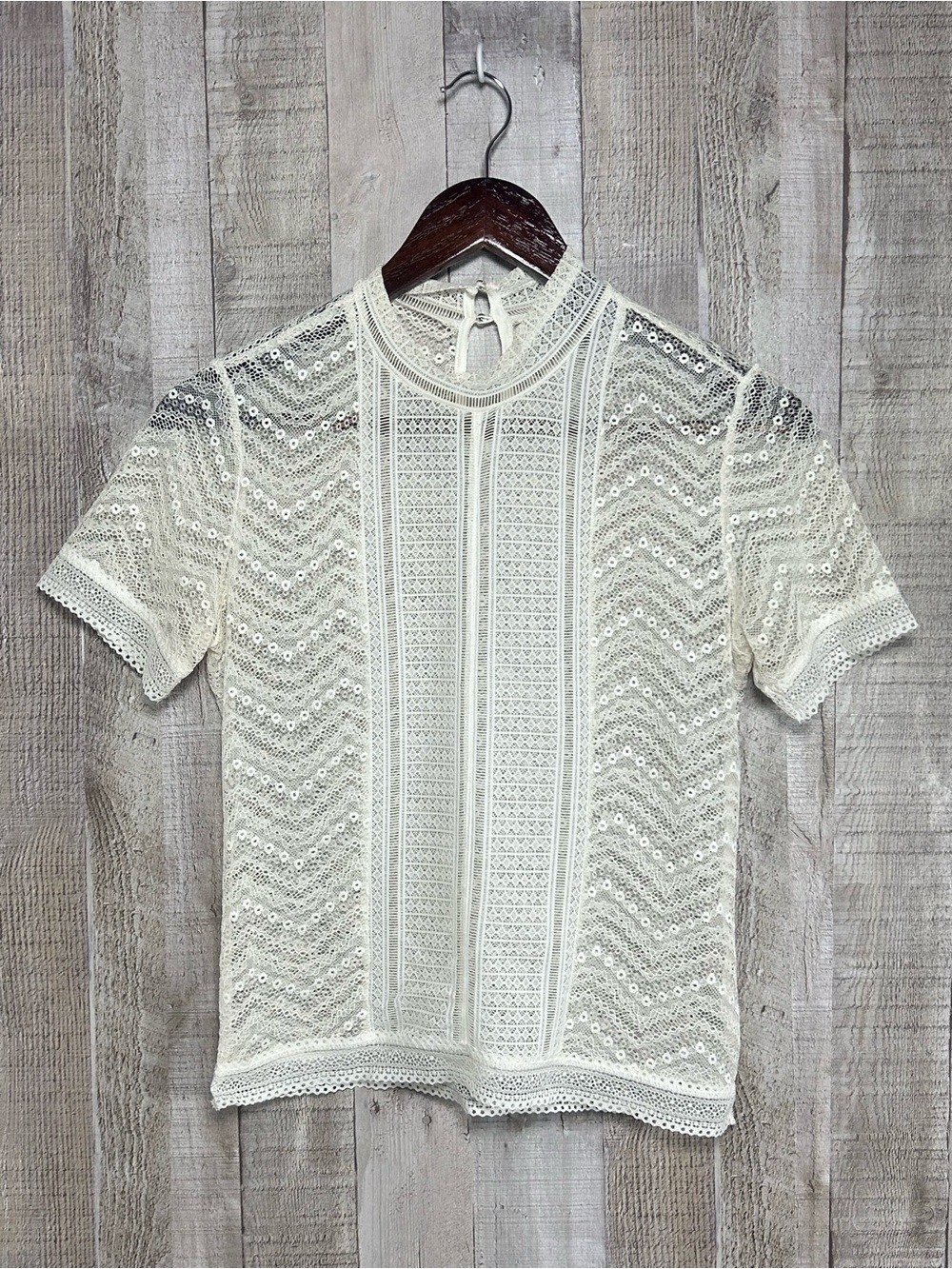 Dynamite S Ivory Lace High Neck Blouse Sheer Romantic Victorian
Cottagecore